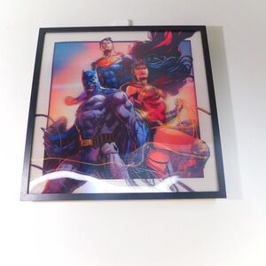 Framed DC Justice League Wall Art – Superman, Batman & Wonder Woman – 18"x18"